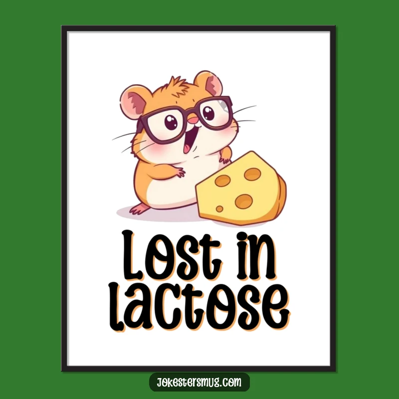 Funny Hamster Cheese Poster: Comical Rodent Art, Great Funny Gift