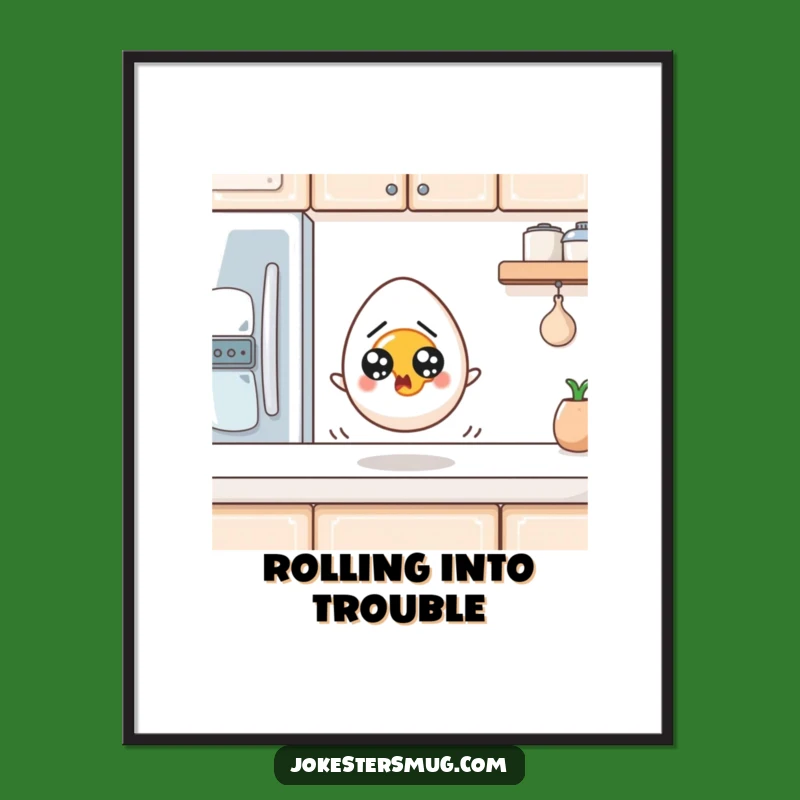 Funny Egg Poster: Startled Escape Art, Kitchen Decor Funny Gift