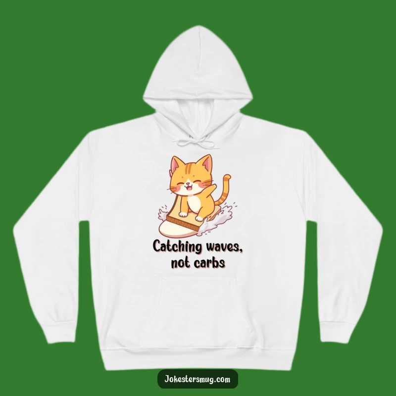 Funny Cat Surfing Hoodie: Cozy Toast Wipeout Vibes, The Ultimate Funny Gift!