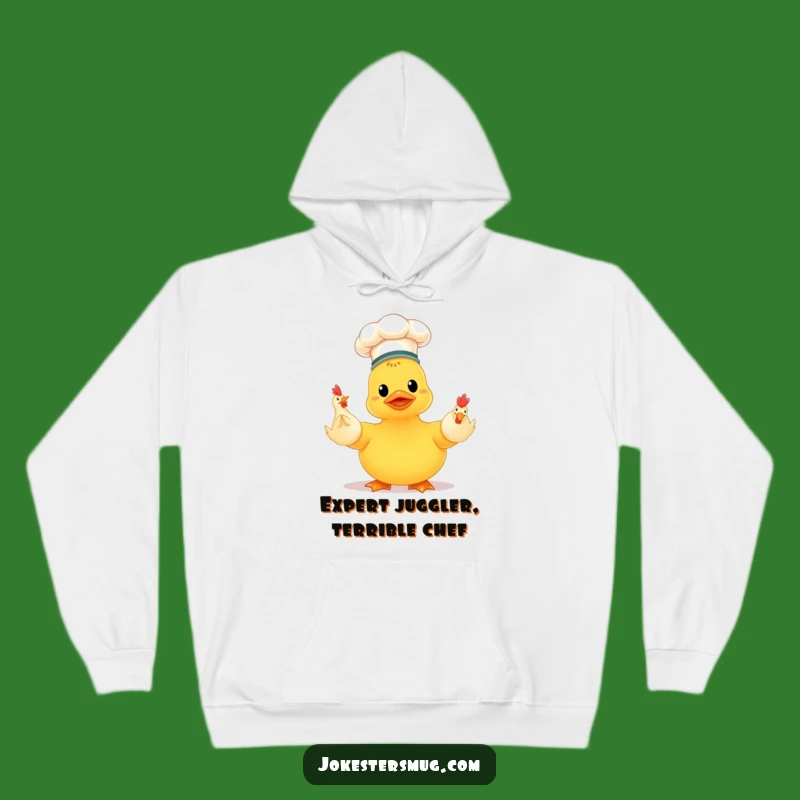 Funny Chef Duck Juggling Chickens Hoodie: Stay Cozy with Culinary Comedy