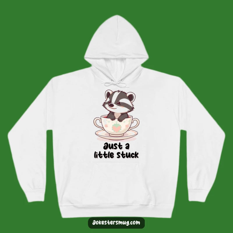 Funny Bewildered Badger Teacup Hoodie - Cozy and Hilarious Comfort