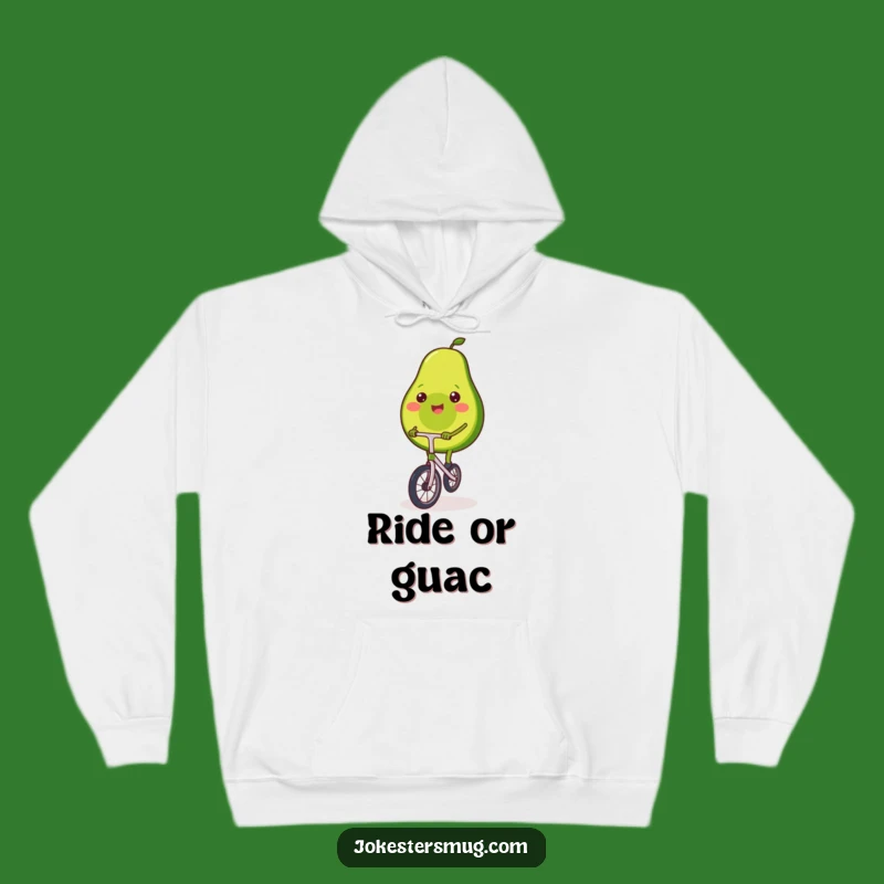 Funny Avocado Unicycle Hoodie: Cozy & Whimsical Fruit, Excellent Funny Gift