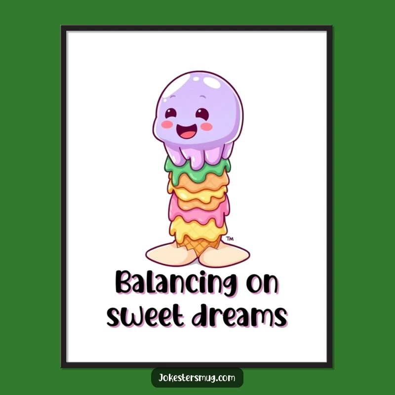 Free Printable Wall Art: Wobbly Jelly & Ice Cream, Humorous Downloadable Decor for Fun