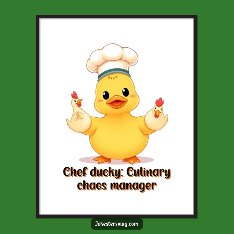 Funny Free Printable Wall Art: Juggling Duck Chef - Quirky Downloadable Decor!