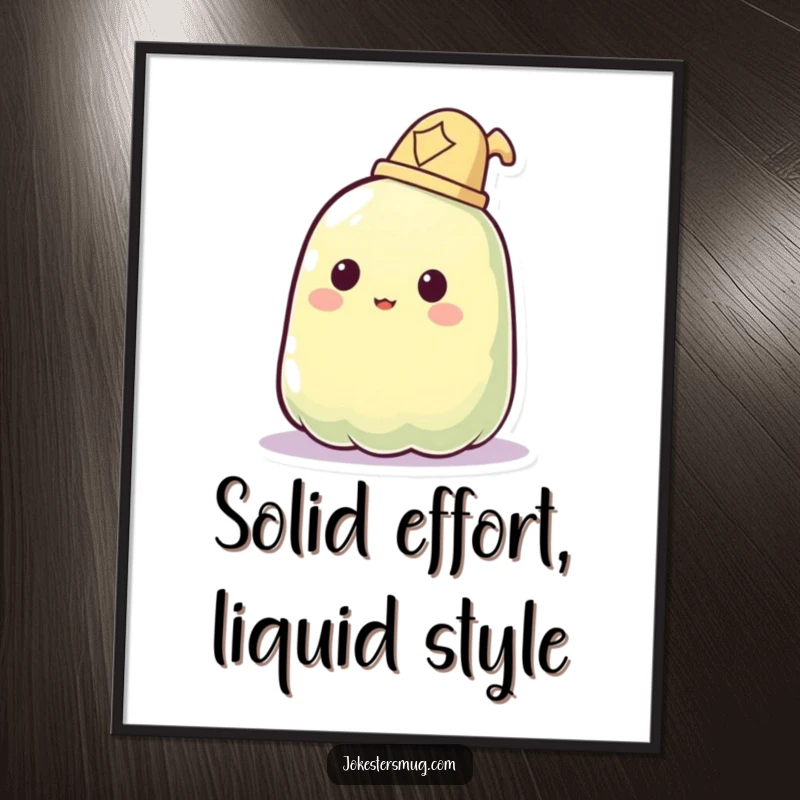 Funny Free Printable Wall Art: A clueless jelly blob amusingly fails to don a hat, adding humor to any room.