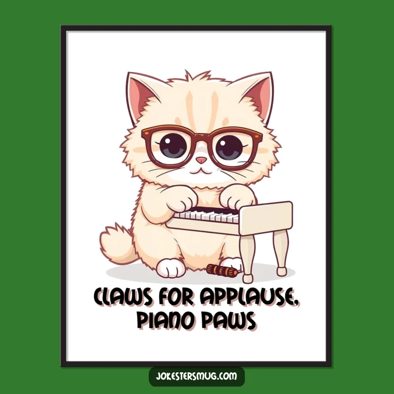Funny Free Printable Wall Art: Adorable Cat Pianist - Quirky Downloadable Decor