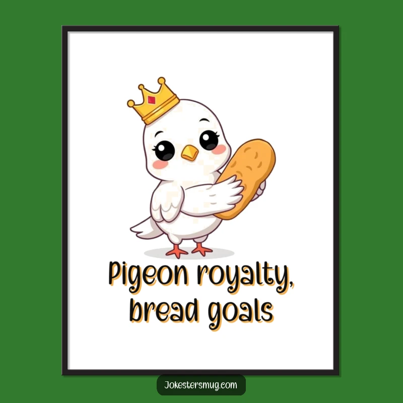 Funny Free Printable Wall Art: Pigeon King Bread, Downloadable Bird Decor Gift