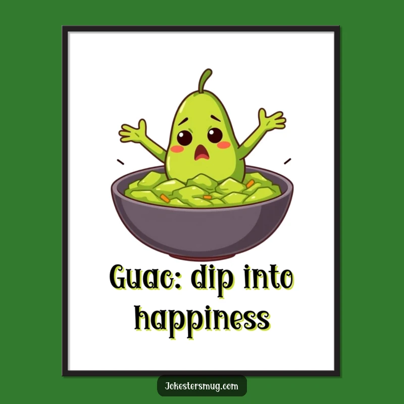 Free Printable Funny Avocado Wall Art: Guac Dive Kawaii, Downloadable Humorous Home Decor