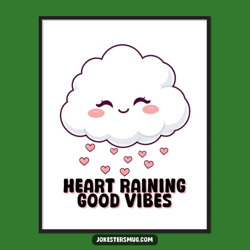Free Printable Funny Cloud Wall Art: Winking Hearts, Downloadable Art for Home