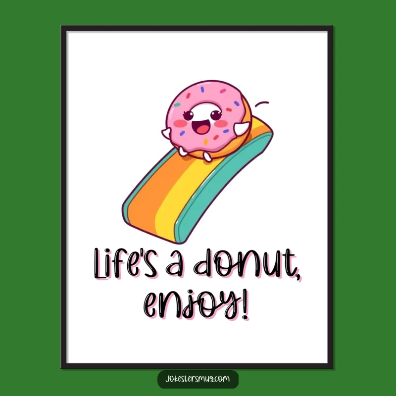 Free Printable Funny Donut Wall Art: Rainbow Slide, Downloadable Art for Home