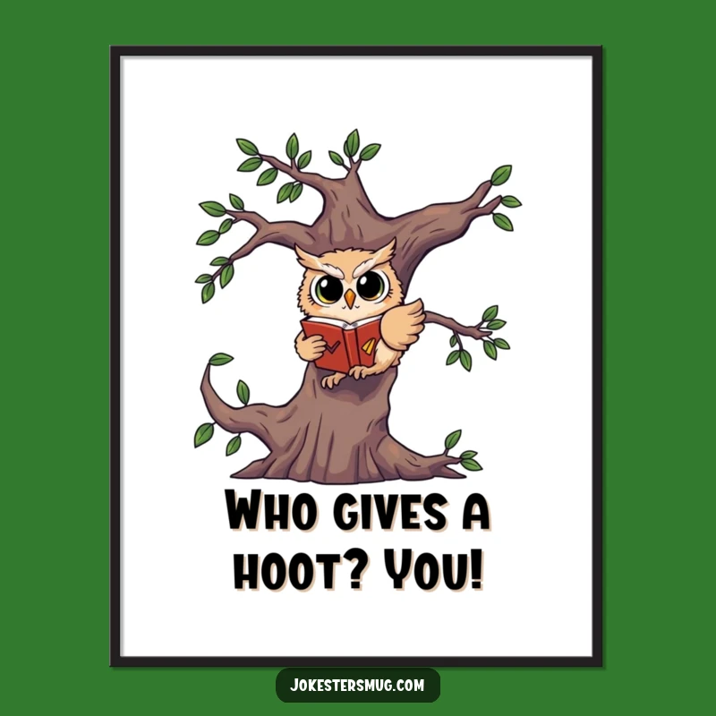 Funny Free Printable Wall Art: Startled Owl Book Lover - Quirky Downloadable Decor