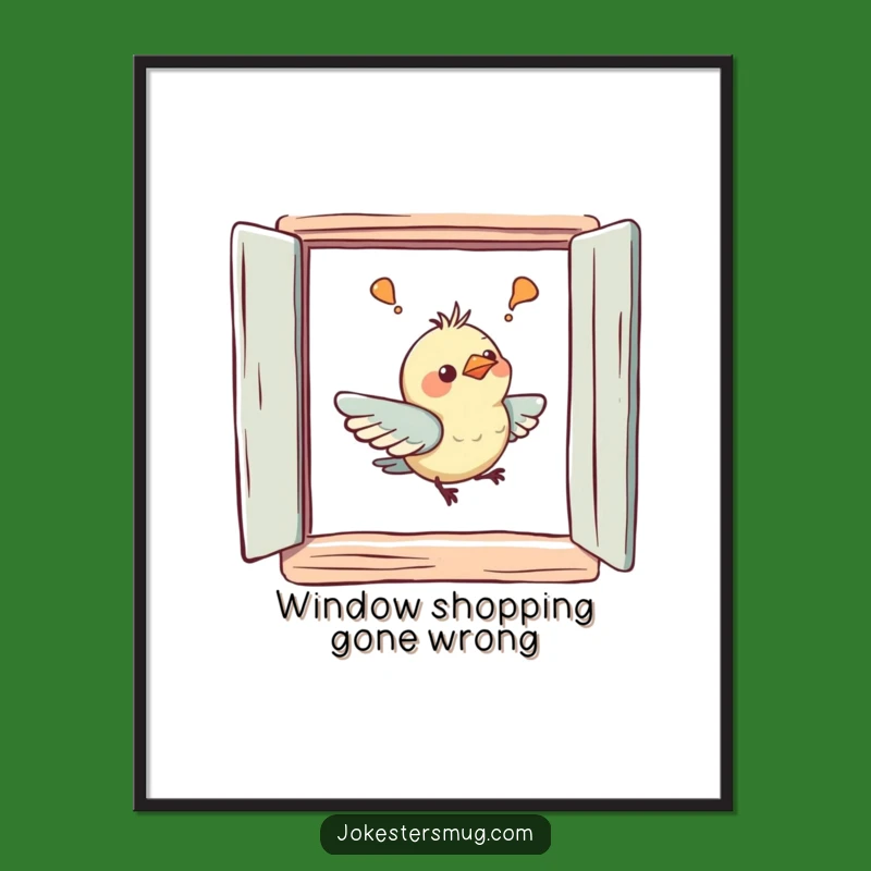 Funny Free Printable Wall Art: Confused Bird Window Bump, Quirky Downloadable Decor