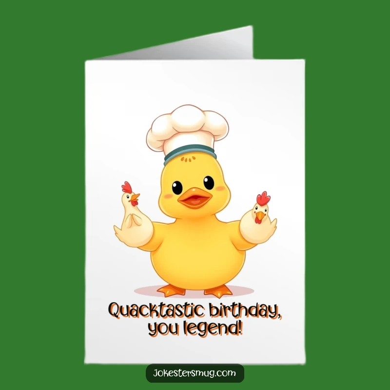 Funny Free Printable Birthday Card: Juggling Duck Chef Card - Downloadable Fun!
