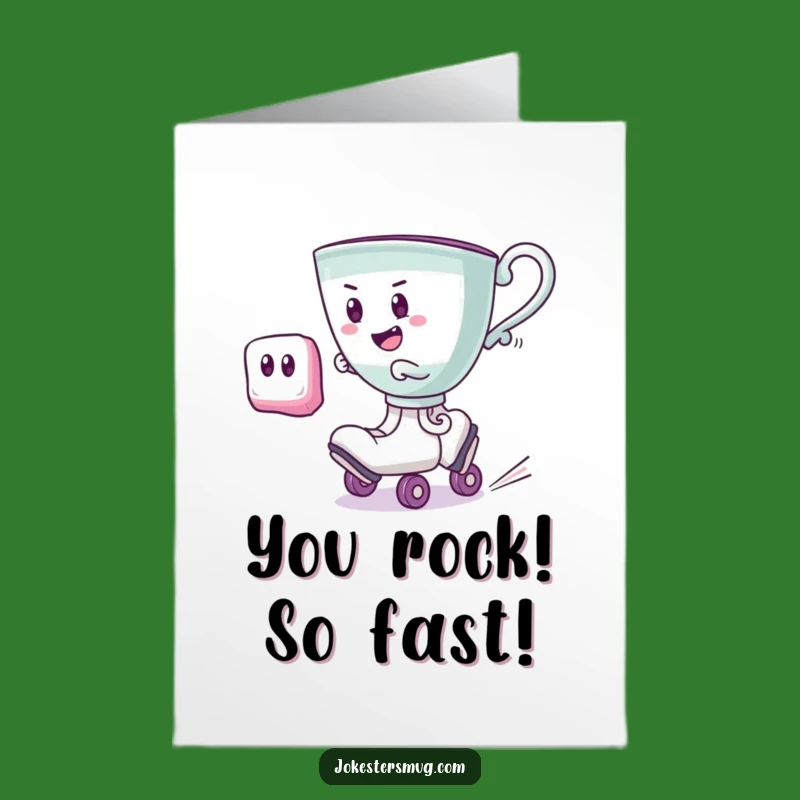 Congratulations Free Printable Card: Speedy Teacup - Funny Celebration on Wheels!