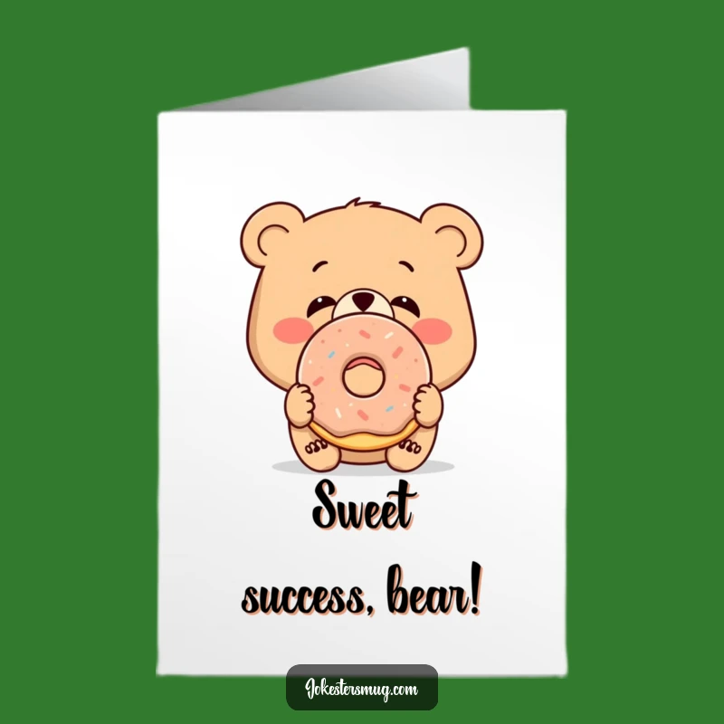 Free Printable Congratulations Card: Donut Bear Surprise, Funny Animal Downloadable Gift