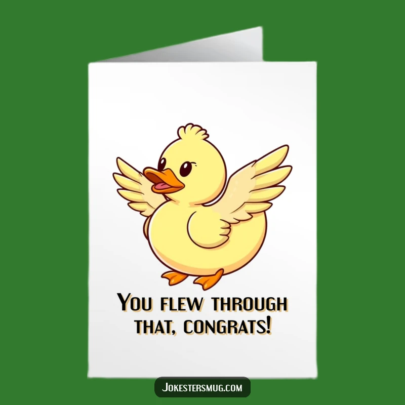 Free Printable Congratulations Card: Flying Duck's Hilarious Journey to Success