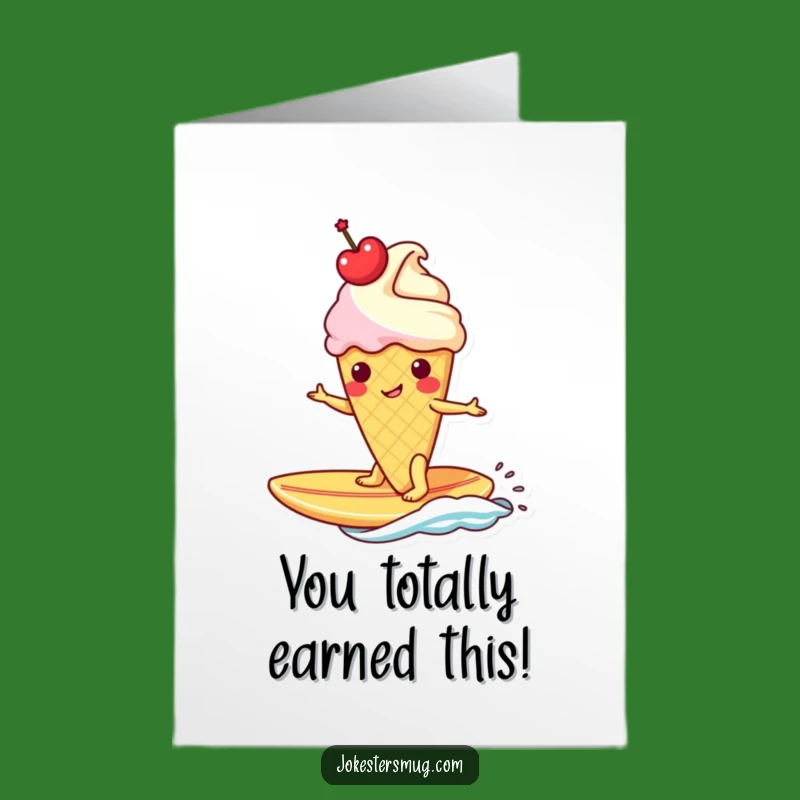 Free Printable Congrats Card: Ice Cream Cone Surfer - Hilarious DIY Downloadable