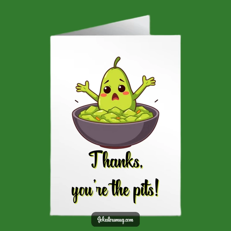 Free Printable Funny Avocado Thank You Card: Guac Dive Kawaii, Downloadable Appreciation Greeting