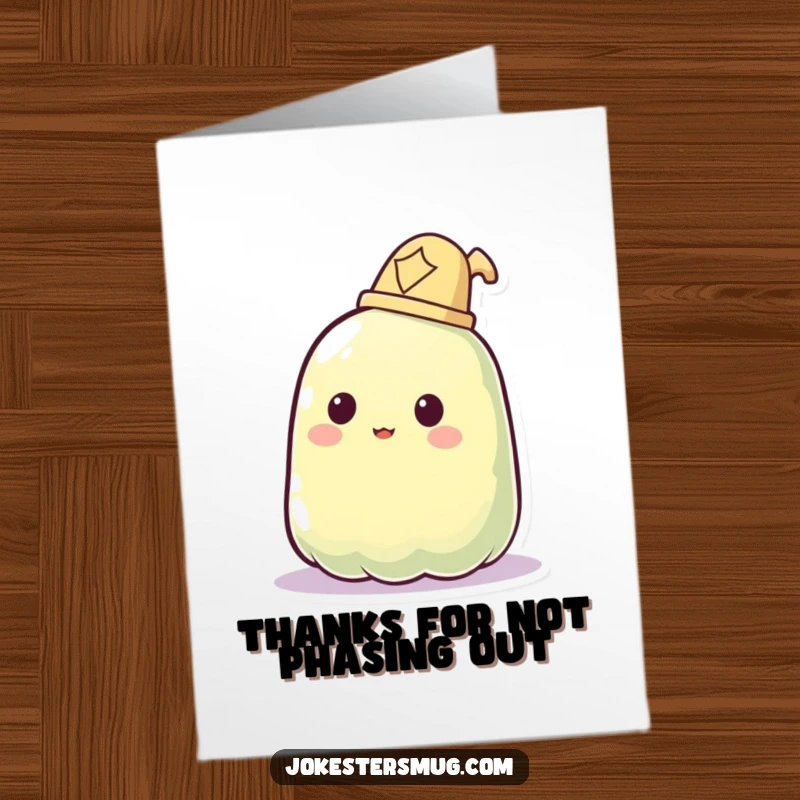 Funny Free Printable Thank You Card: A jelly blob's silly hat mishap makes for a memorable thanks.