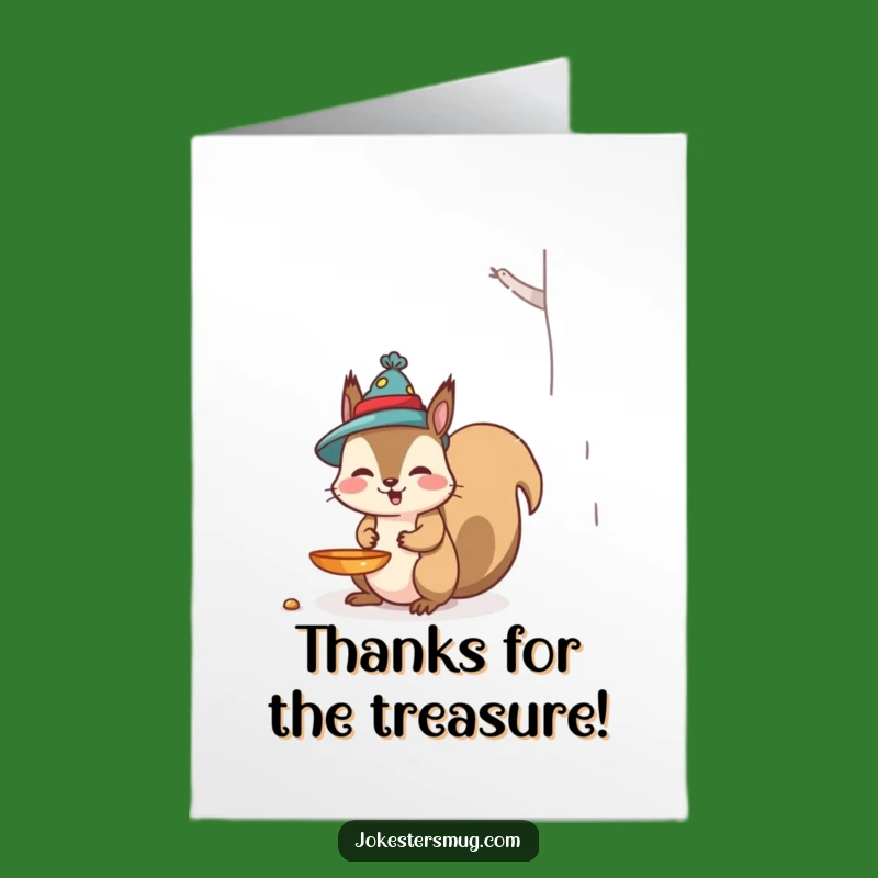Free Printable Squirrel Thank You Card: Funny Bird Feeder Hat for a Downloadable Gift