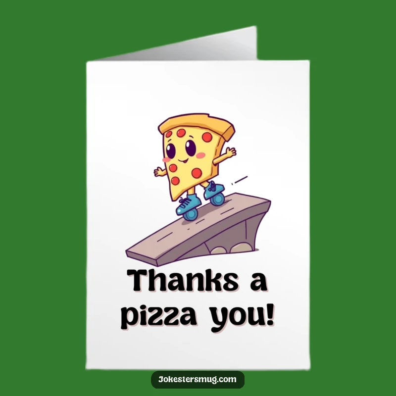 Free Printable Thank You Card: Pizza Skater Expresses Gratitude at Full Speed