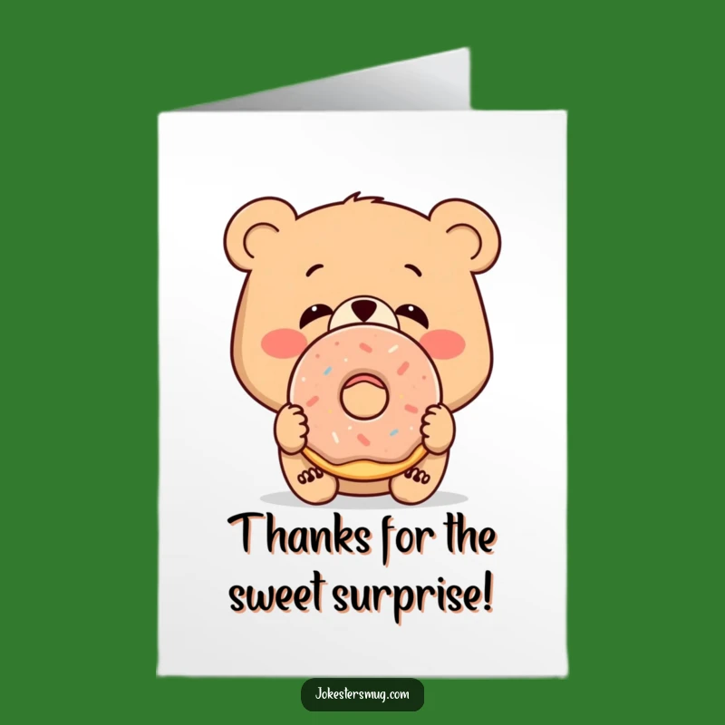 Free Printable Thank You Card: Donut Bear Wobble, Funny Animal Downloadable Gift