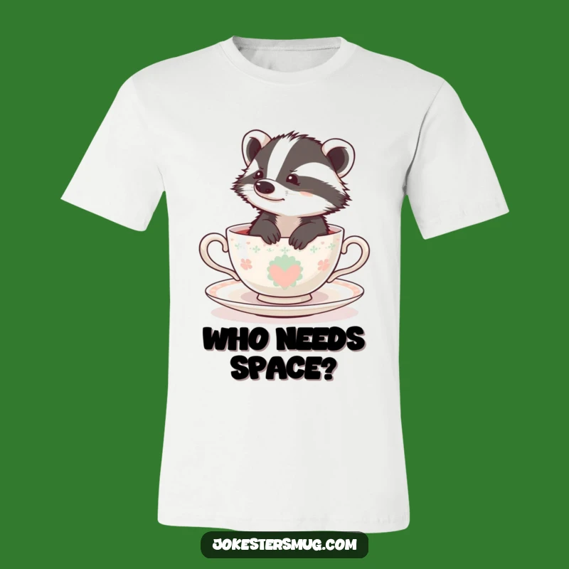Funny Bewildered Badger Teacup T-Shirt - Adorable and Hilarious Animal Tee