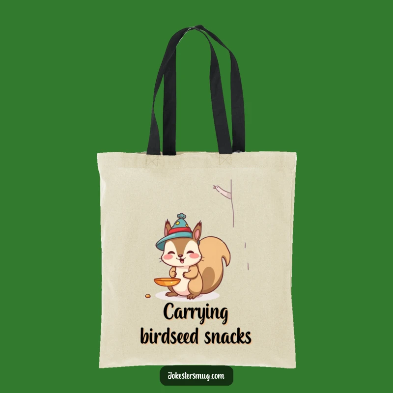 Funny Squirrel Bird Feeder Tote Bag: Carry Your Snacks with Woodland Style
