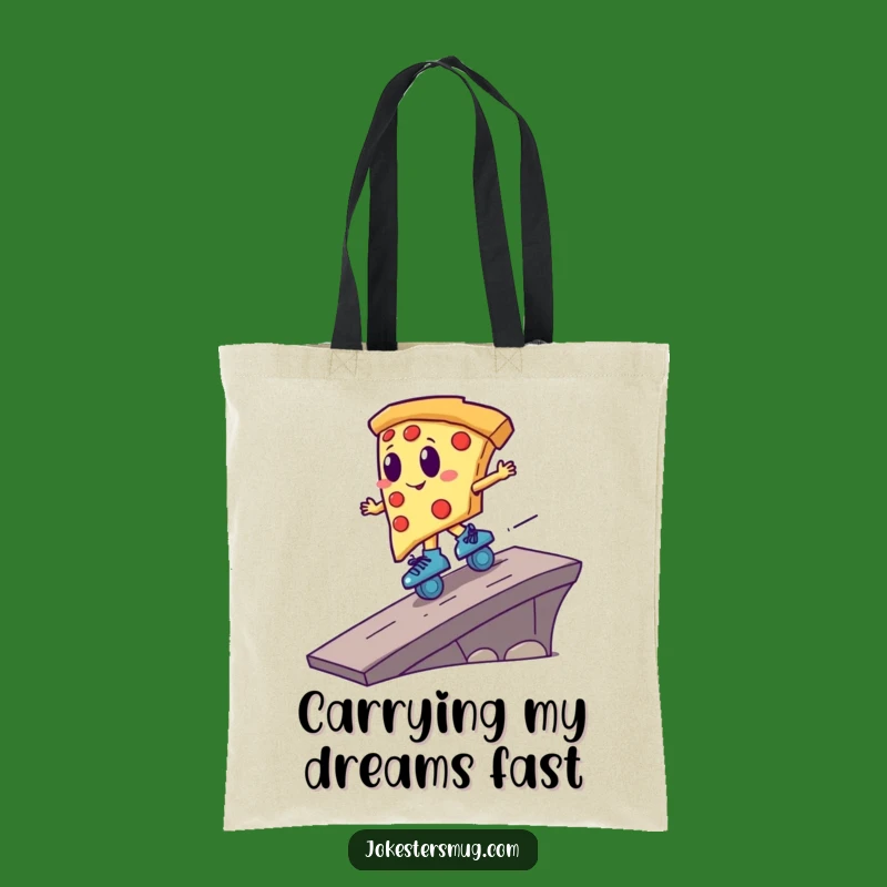 Funny Pizza Roller Skater Tote Bag - Carry Your Laughs in Style, Hilarious Gift
