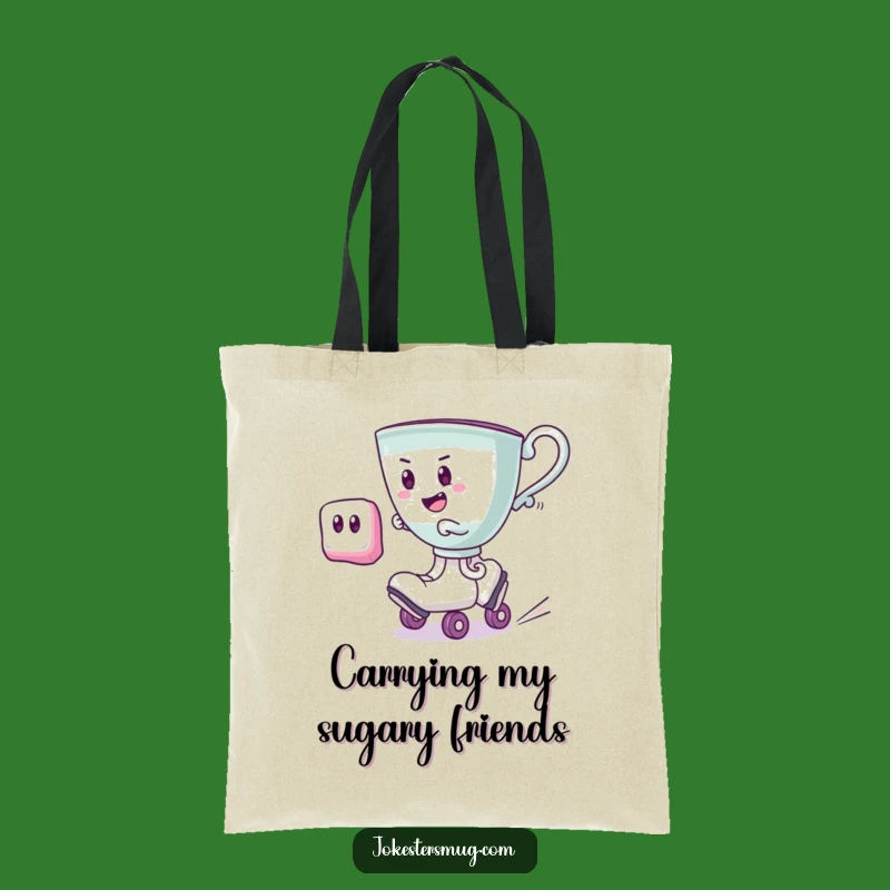 Funny Roller Skating Teacup Tote Bag: Carry Your Laughs on the Go