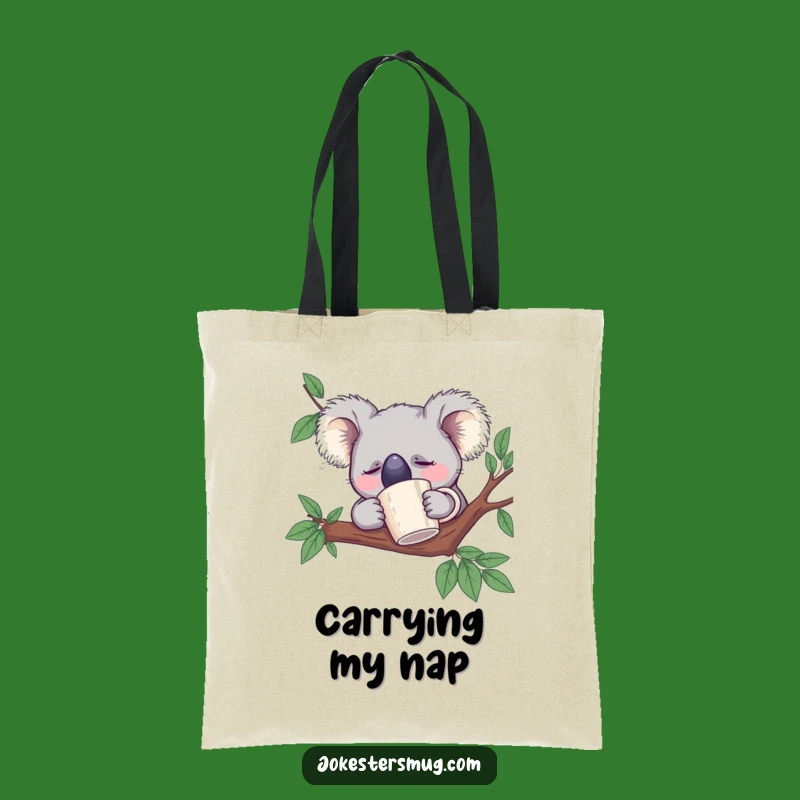 Funny Sleeping Koala Tote Bag: Carry Your Coffee & Dreams Gift