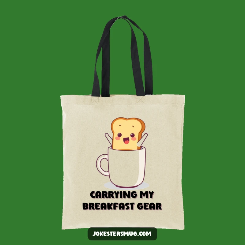 Funny Toast Tote Bag: Jumping Breakfast Buddy, Chic Humorous Accessory for Groceries