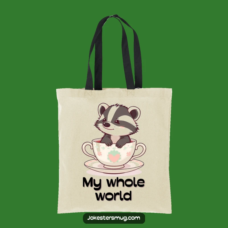 Funny Bewildered Badger Teacup Tote Bag - Carry Your Charm, Hilarious Gift